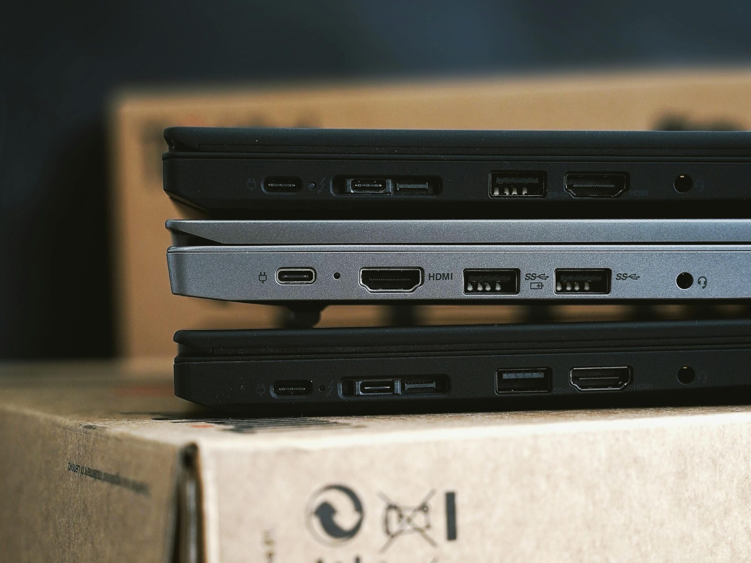 stack of old laptops